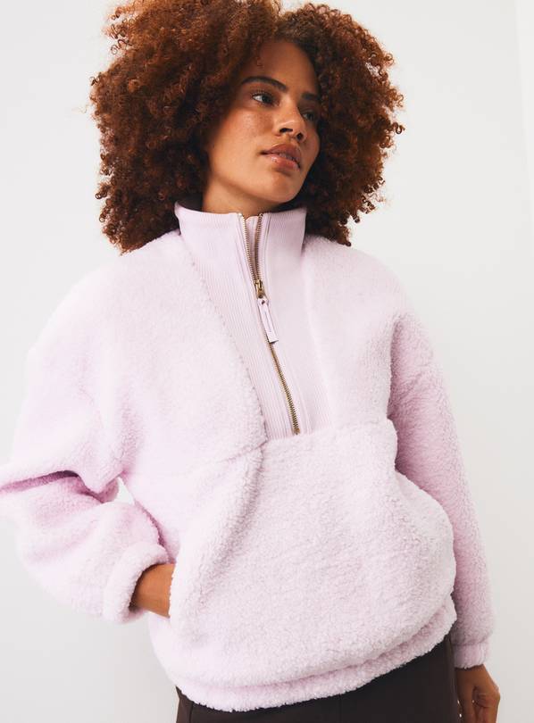 Pink Borg Fleece Half-Zip Jacket L